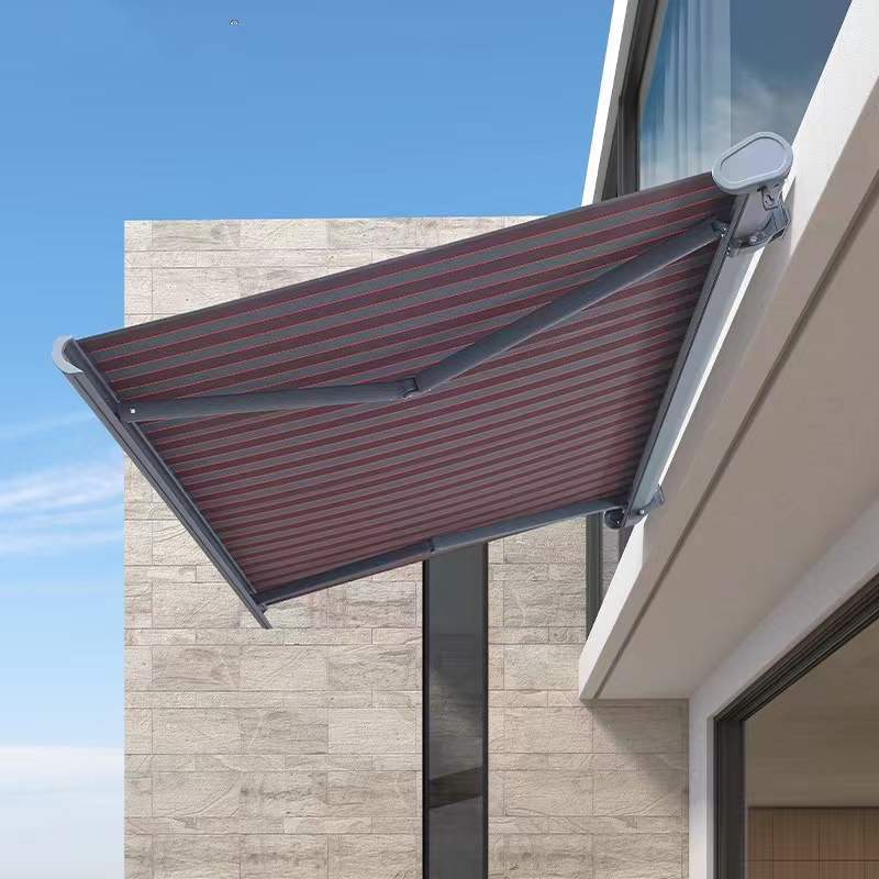 跨境全盒铝合金电动折叠遮阳棚雨棚别墅庭院阳台咖啡厅伸缩遮阳篷