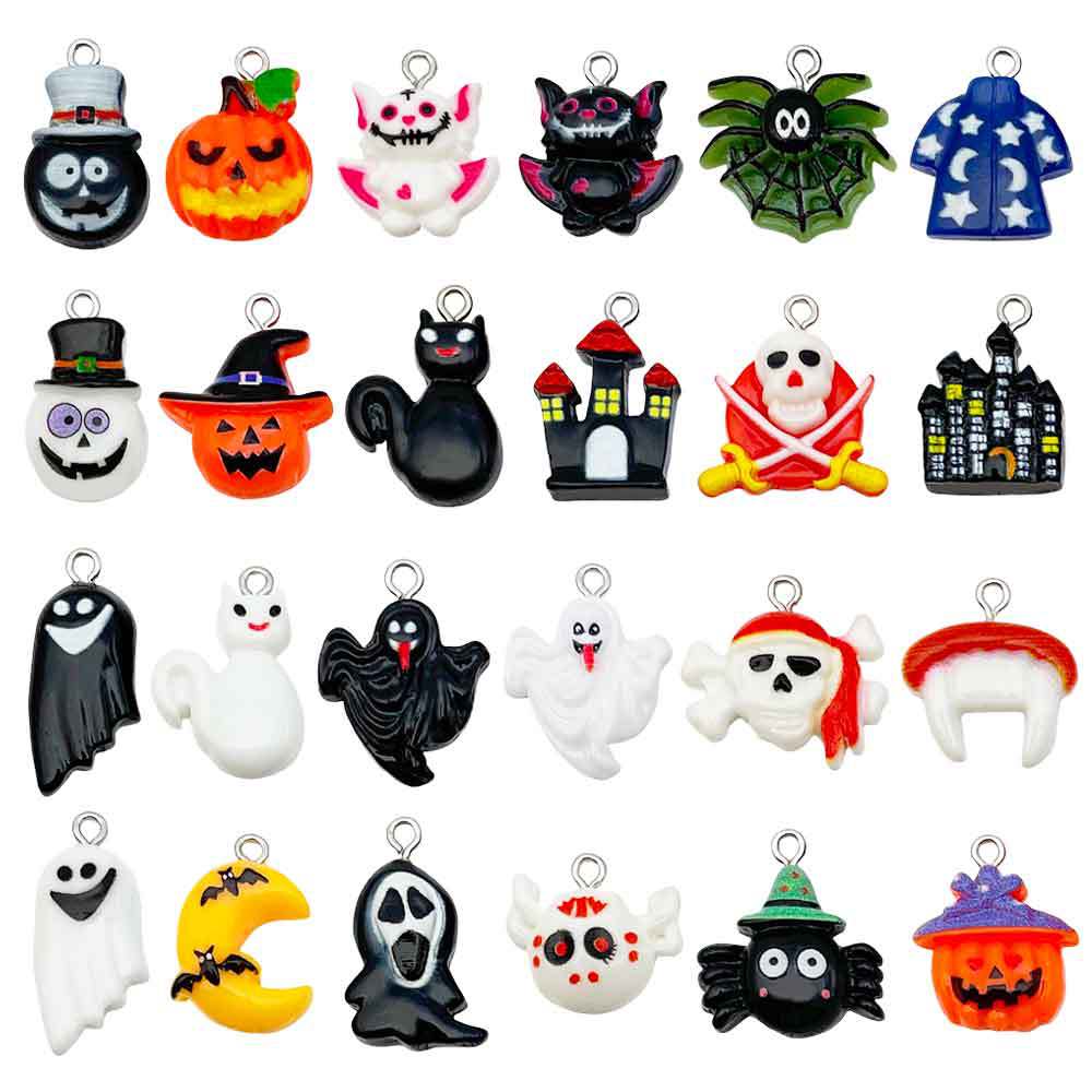 Nuevos accesorios de resina calabaza Halloween esqueleto fantasma fiesta DIY joyería pequeña decoración colgante