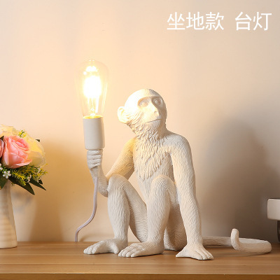 lámparas decorativas lámparas de cuerda de canapés animales lámparas de pared de resina decorativa mono tienda restaurante niños mono nórdico
