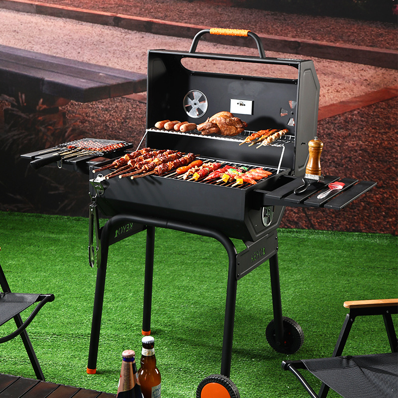 El lugar de la marca KEYO puede ver el vidrio al aire libre parrilla de barbacoa engrosada estilo industrial horno estofado americano grande