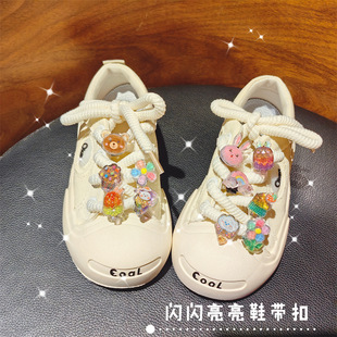 Children's new bling glitter Princess ice cream rabbit rainbow shoe buckle detachable shoelace decorative buckle buckle