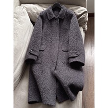 2026羊驼毛~羊毛方领中长款双面羊毛大衣毛呢外套批发H15FD258309