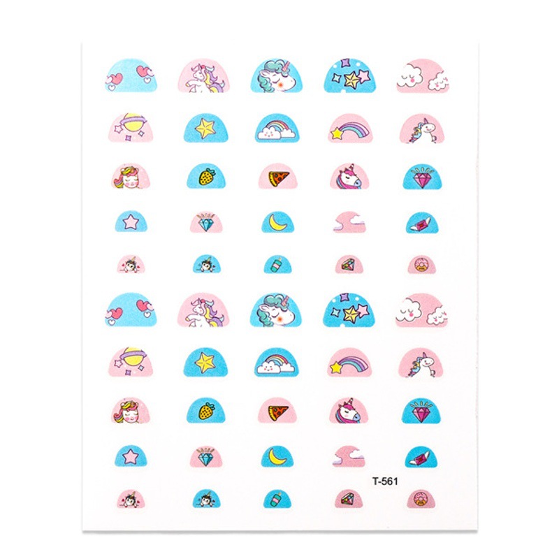 Pegatinas de uñas transfronterizas para niños traje unicornio Arco Iris caramelo estrella pegatinas de uñas para niños