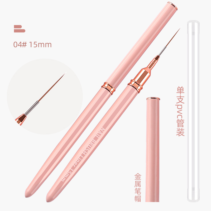 Tubo de aguja personalizado traje de pluma de dibujo de uñas Rosa varilla de metal muy fino bjd pluma facial hecha a mano pluma de dibujo al por mayor