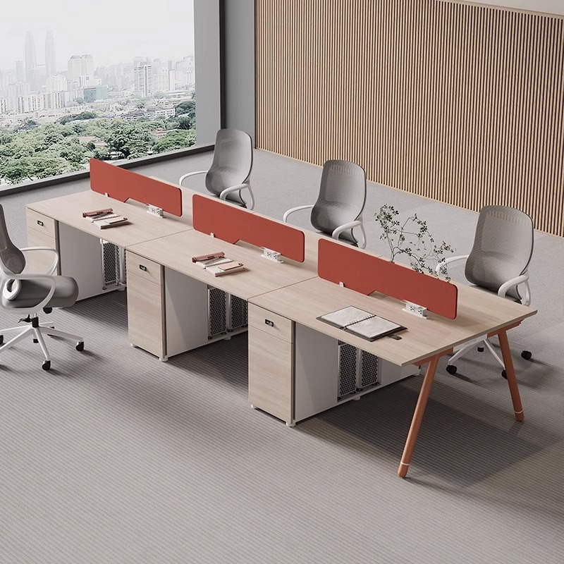 Mesa de oficina del empleado, asiento de tarjeta doble para cuatro o seis personas, combinación simple de mesa y silla de oficina moderna