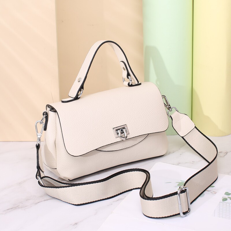 First-Layer Cowhide Women's Bag, Shoulder Crossbody Bag, Cute and Fashionable Shell Bag, Multi-Compartment Double Shoulder Strap, Cross-Border First-Layer Cowhide Women's Bag, Shoulder Crossbody Bag, Cute and Fashionable Shell Bag, Multi-Compartment Double Shoulder Strap, Cross-Border