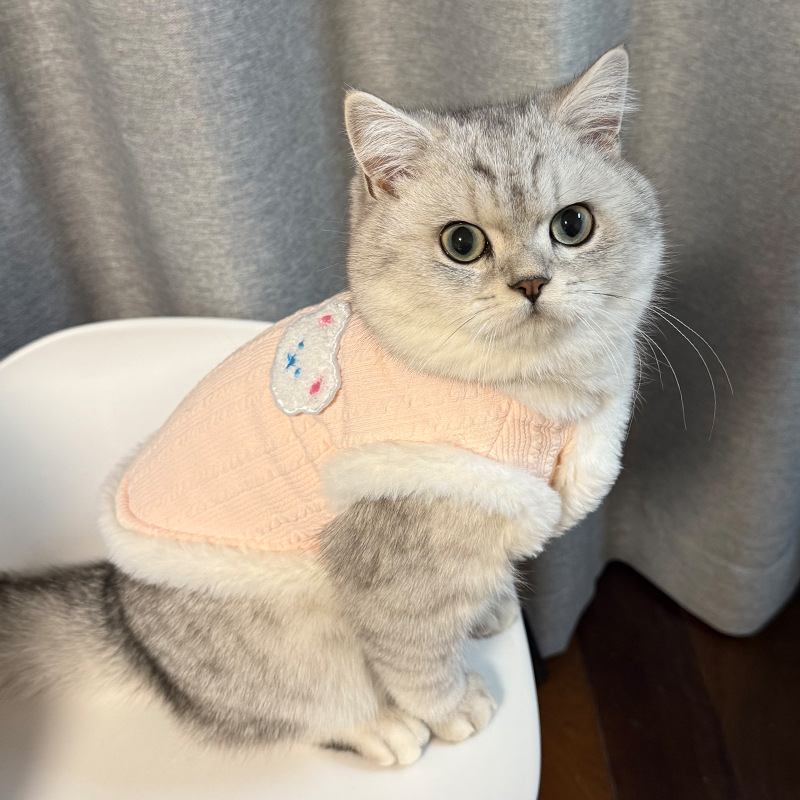 Otoño y invierno gatitos pequeños leche gatitos serpientes pegatinas gatos chalecos sin pelo gatos cálidos perros Teddy mascotas ropa de gato