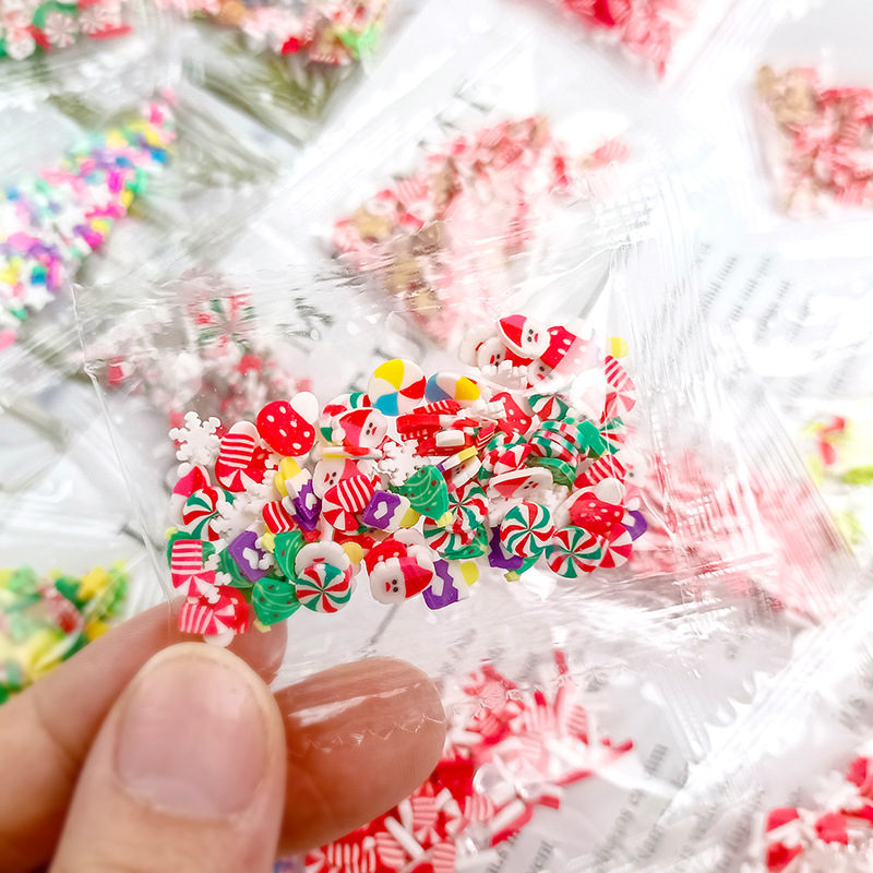 圣诞软陶3克装美甲切片创意组合DIY包装跨境咕卡派对装饰饰品配件