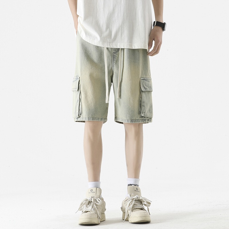 2026 Spring/Summer Men's Workwear Jeans with Three-Dimensional Pockets, Elastic Waist, Loose Straight Fit, American Style Versatile Shorts 2026 Spring/Summer Men's Workwear Jeans with Three-Dimensional Pockets, Elastic Waist, Loose Straight Fit, American Style Versatile Shorts