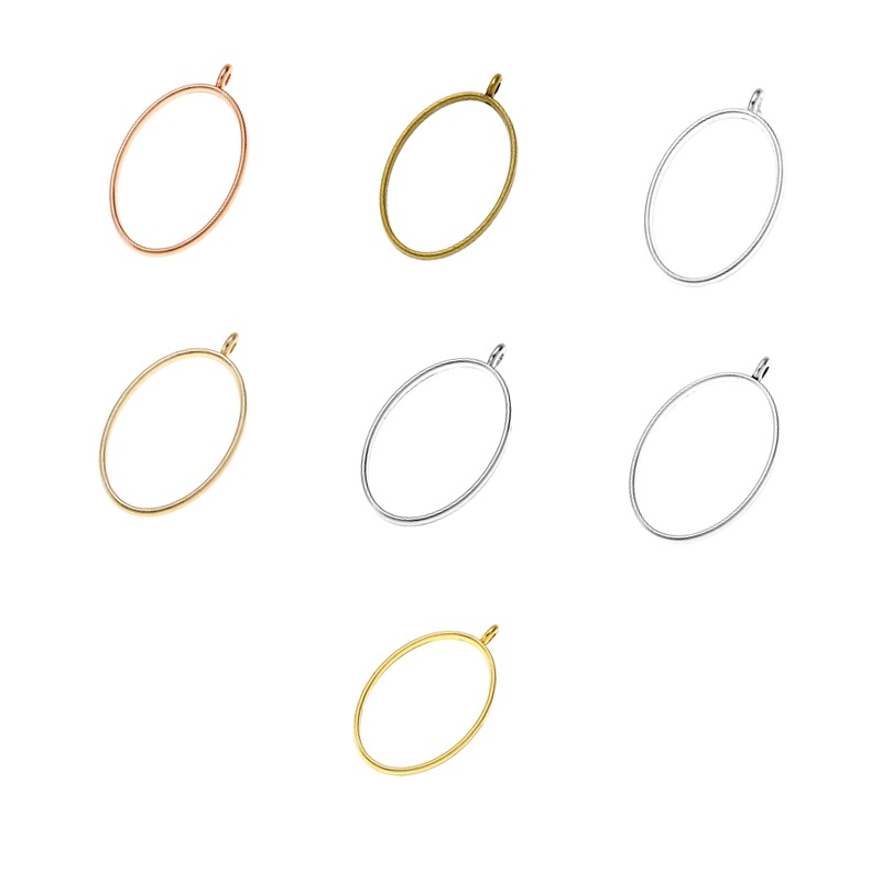 Crystal Glue Metal Frame DIY Oval Pocket Watch Multi-Color Zinc Alloy Jewelry Accessories