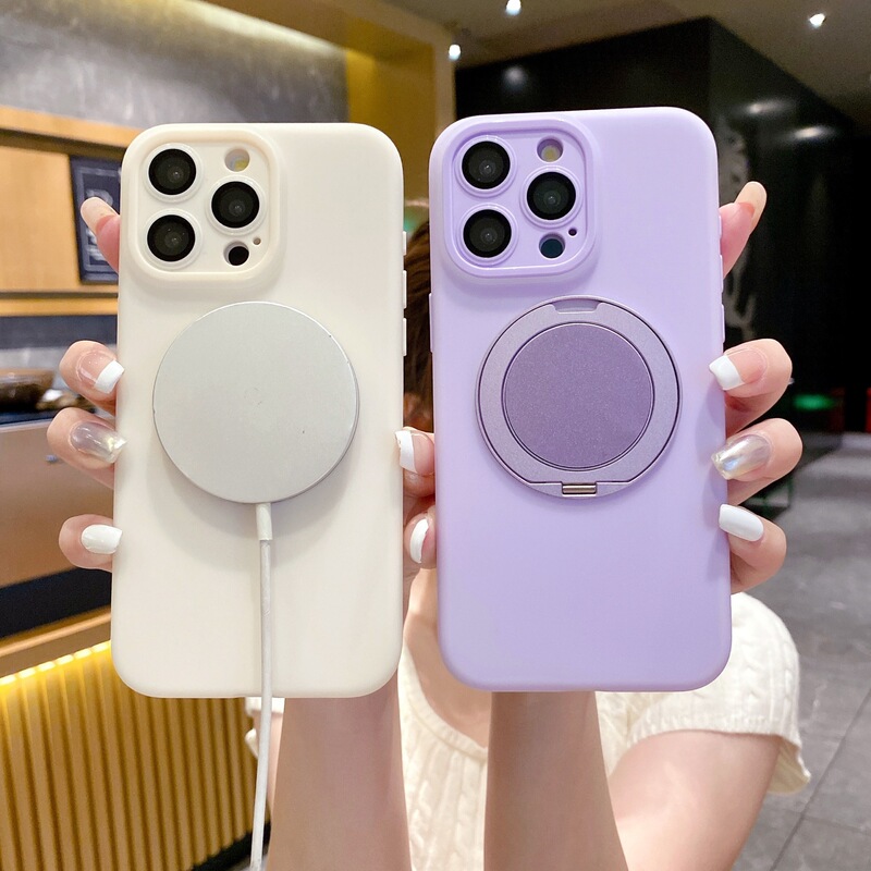 Cross-border Apple 13 mobile phone case advanced 360-degree rotation fulcrum 14PM magnetic mags women's lens film