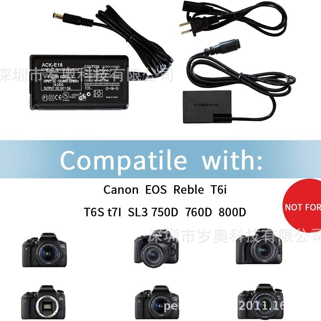 Adecuado para Canon ACK-E18 SLR Cámara adaptador de corriente reemplazo LP-E17 batería fuente de alimentación de larga duración