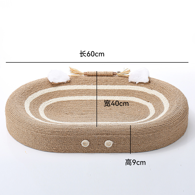 Sisal gato rascarse integrado tablero de arena para gatos resistente al desgaste anti-chip garra de gato resistente a los arañazos placa cuenca gato rascarse tablero oval gato pulido garra