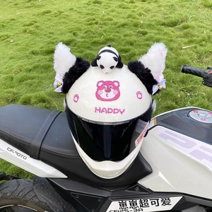Personalized Creative Thick Velvet Bell Black Pink Cat Ear Helmet Decoration