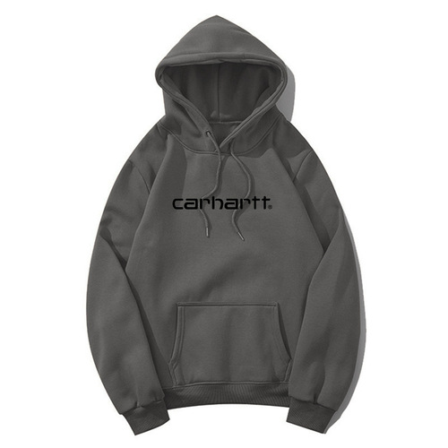 Classic Carhartt Letter-Print Unisex Loose-Fit Fleece-Hooded Sweatshirt with Cap