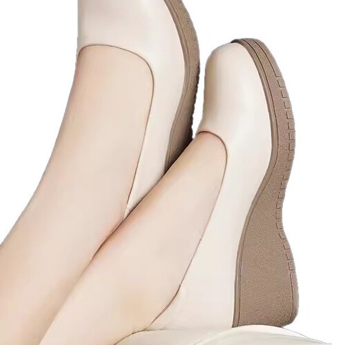 Thick sole single shoes for women in spring and autumn, shallow cut flat professional work shoes for women with soft sole mother shoes