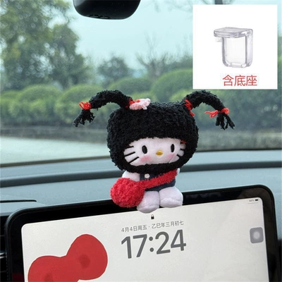 Ornaments 2025 New Car | Car ornaments - double-ponytail-hat-red-envelope-little-blue-cat-screen-decoration