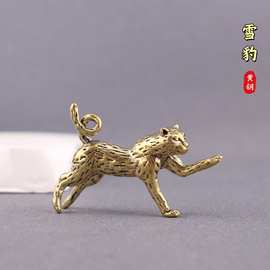 实心纯黄铜仿真动物模型摆件豹猫雪豹爆富客厅办公桌面茶宠装饰品