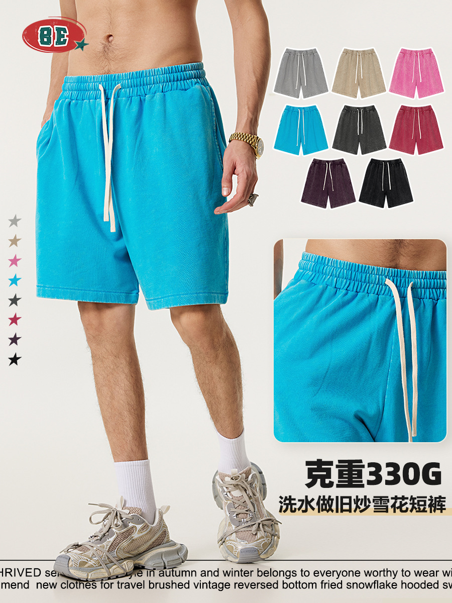 Pantalones Cortos Deportivos Lavados de Algodón