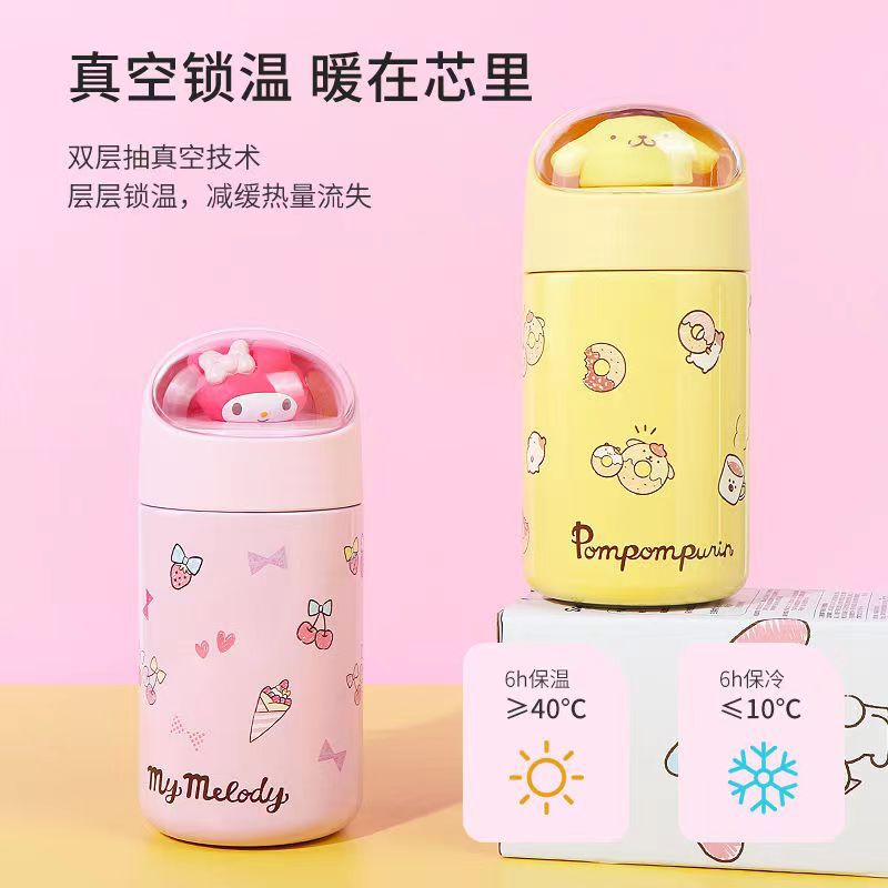 Taza termo pequeña creativa de Sanrio, niña de dibujos animados, niños lindos, escuela de alto valor, taza de agua potable directa portátil