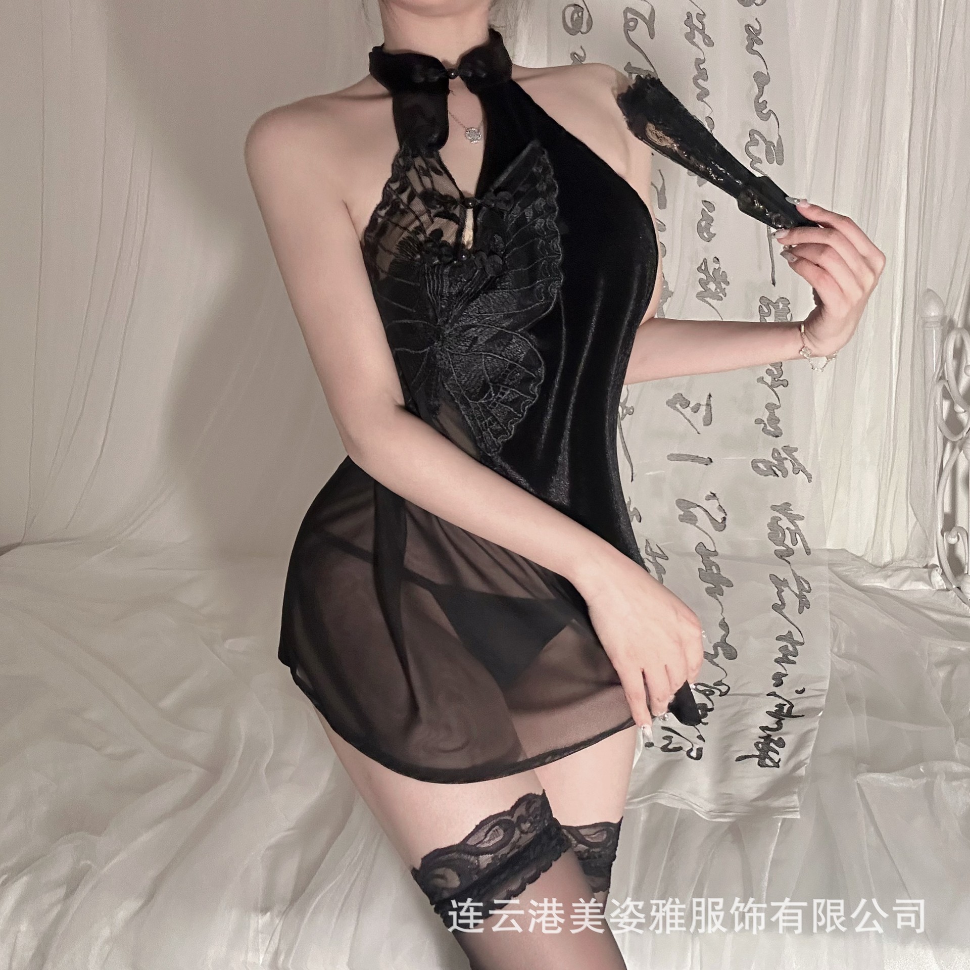 Sexy lingerie sexy national style sexy lingerie retro cheongsam neck off-shoulder tight slim skirt suit wholesale