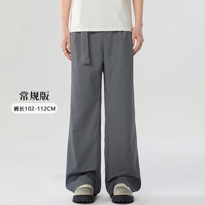 LKTM メンズ夏用軽量プリーツドレープパンツ、男性と女性用、ハンサムな取り外し可能なベルト付きのエクストラロングカジュアルパンツ|undefined