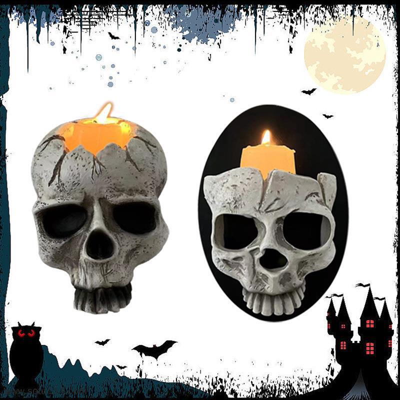 Cross-border Resin Decorative Pendant Crafts Skull Wall Lamp Halloween Skull Wall Pendant Resin Craft American Style
