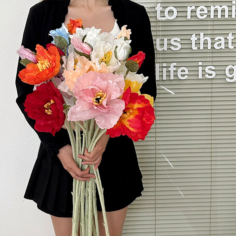 Gran flor artificial yumeiren flocado flor artificial flor de seda sala de estar arreglo floral decoración foto accesorios fábrica al por mayor