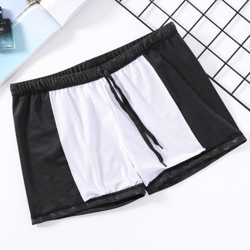 Men's Sharkskin Skin Trunks Swim Shorts, Loose Plus Size Swimwear for Men, Stylish Swim Cap and Swim Suit