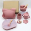 Children's set, bib, cup, dinner plate for supplementary food, silica gel tableware