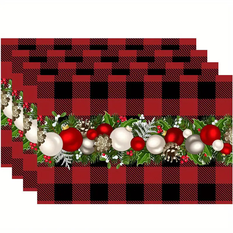 temu クロスボーダー クリスマス 新しいリネン プレースマット ホリデー パーティー パーティー デコレーション カップ 防汚断熱テーブルマット|undefined