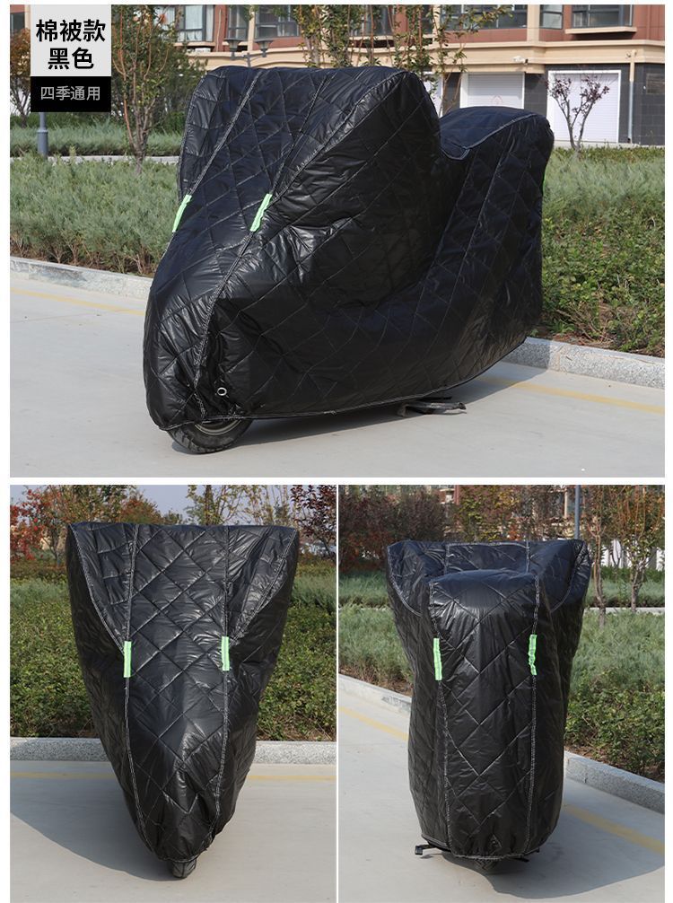 Winter Thickeneded Quilt Motorcycle Cover, Windproof Full Cover, Snowproof and Sunproof Pedal Electric Vehicle Universal Protective Cover