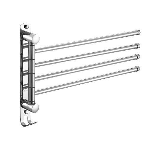 Rotation Towel Bar, Foldable Over-the-Bathtub Towel Rack, No-Drill Installation, 304 Stainless Steel Bathroom Shelf, Four-Rod