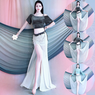 Belly Dance Costume 2025 Slimming Two-Tone Flowing Long Skirt Set Oriental Dance Performance Practice Group Uniform Class Uniform Children