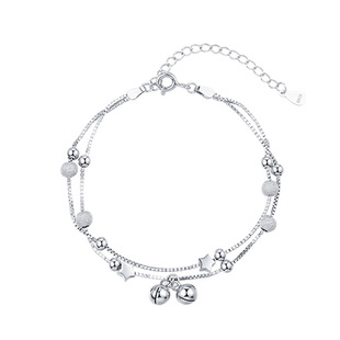 Double-layer star bell, brand sophisticated small design matte silver bracelet for students, simple and elegant design 5