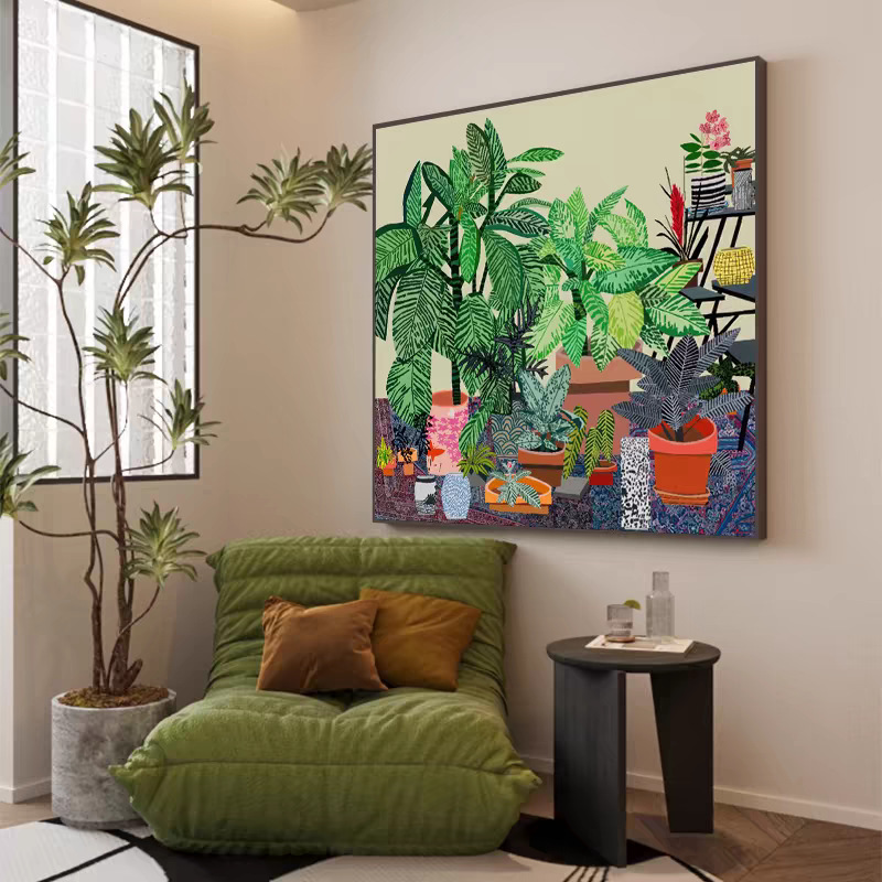 Art Light Luxury Hotel Room Decorative Painting Abstract Flowers Living Room Entrance Bedroom Dining Room Hanging Painting Background Wall Mural