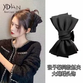 张馨予同款黑色蝴蝶结抓夹大号高级感鲨鱼夹发夹女后脑勺发抓发饰