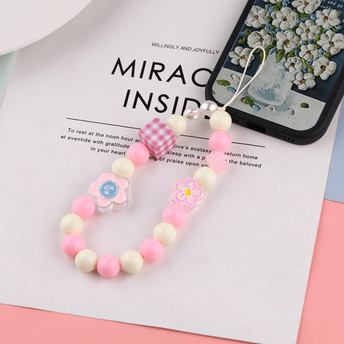 Sweet light color girly style bow cute candy mobile phone chain ccd camera hanging chain headphone anti-lost chain