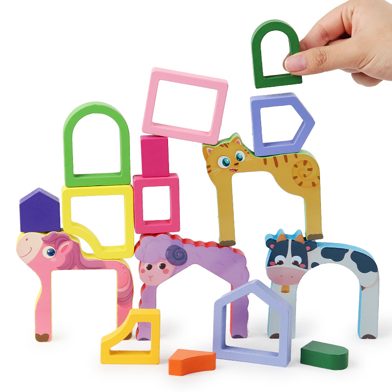 juegos de rompecabezas convexos de educación temprana para niños transfronterizos de forma geométrica de animales de cognición emparejada puzzle juguete arco iris image 5
