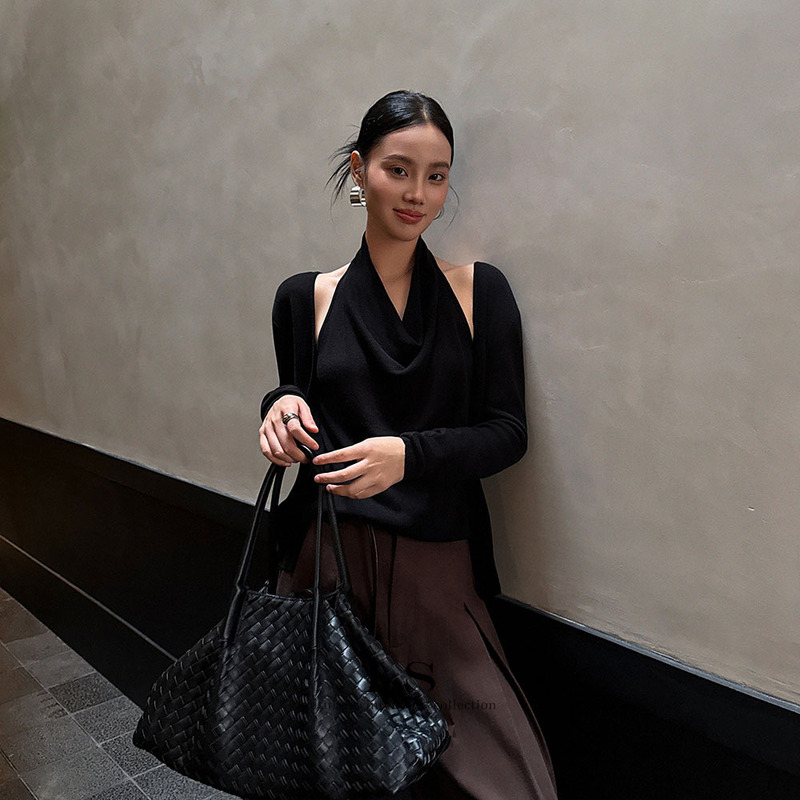 [Ls New Brand] Black Label Minimalist Big Brand Early Autumn New Minimalist Halter Neck Fake Two-Piece Shirt Ct3006 #