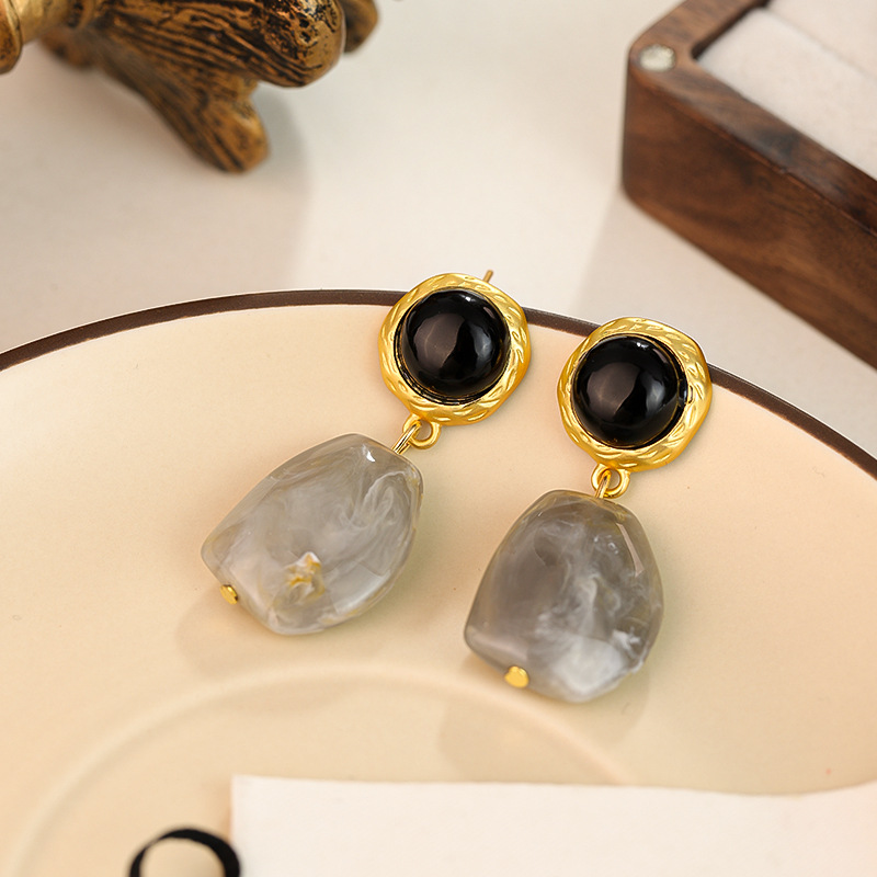 Pendientes Irregulares Color Café Ámbar para Mujer, Novedad Otoño-Invierno 2024, Pendientes de Alta Gama, Estilo Retro Maillard