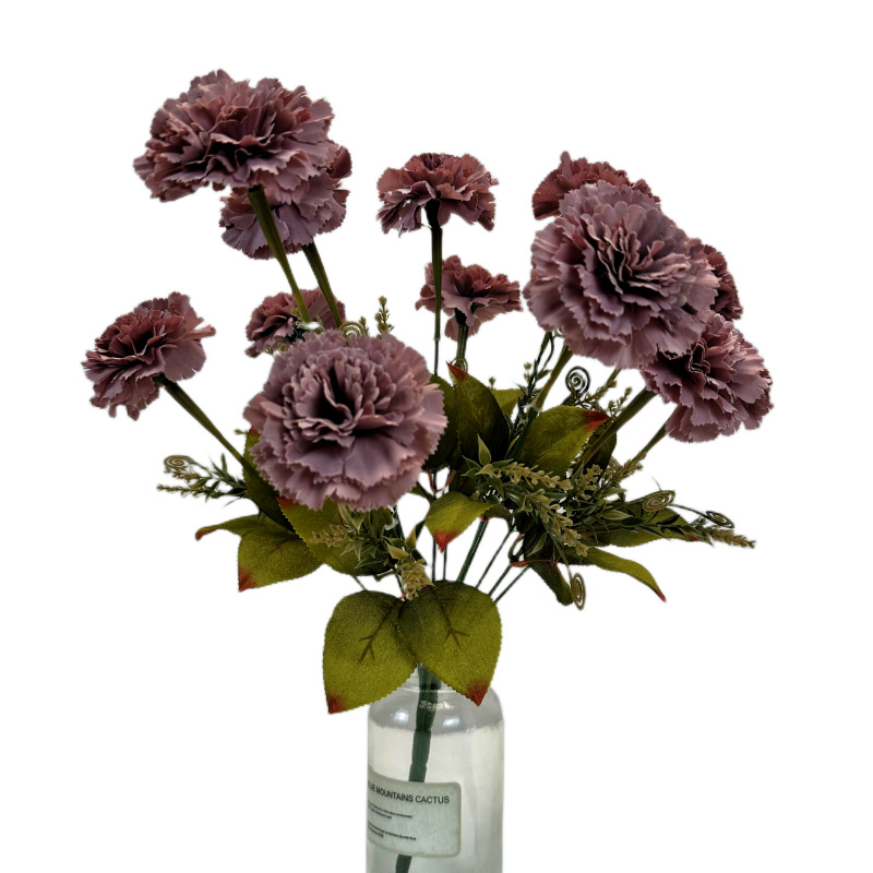 Artificial 13-cabeza clavel bouquet home hotel vestido de novia flor artificial flor de seda flor artificial al por mayor