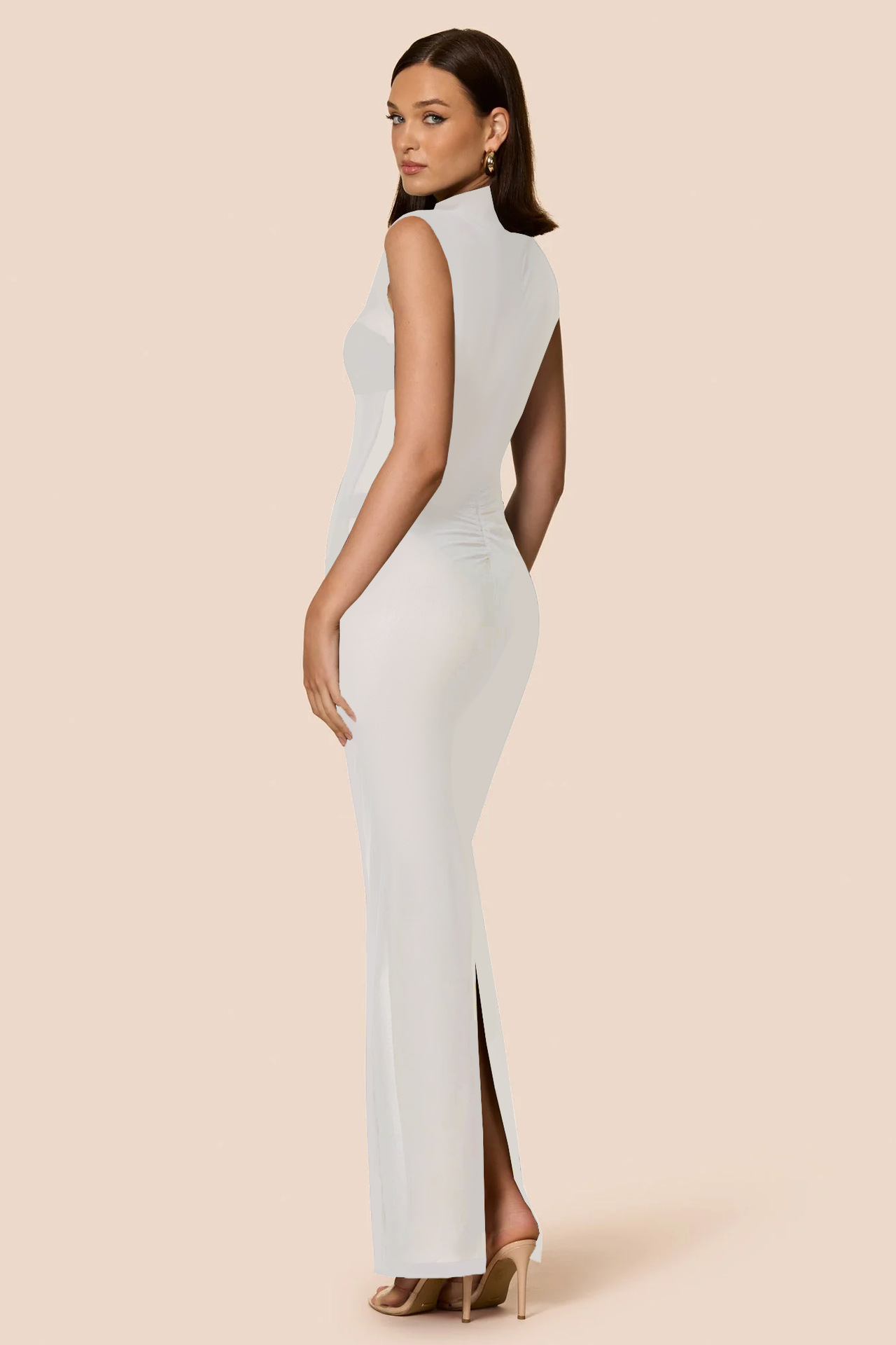 2025 European And American Style Summer New Sexy Women's, Slim-fit Sheer Stand-up Collar Sleeveless Back-slit Mesh_ecoleips.com