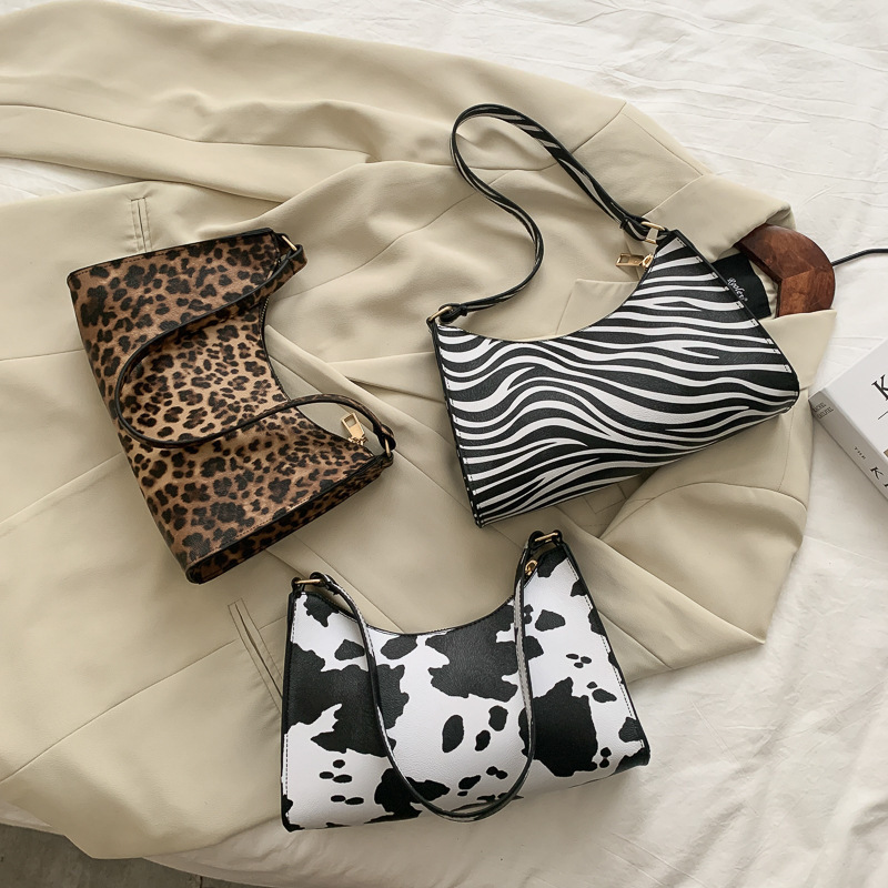 Trendy Fashion Leopard Print Women's Bag Underarm Bag 2021 Autumn New Bag Women's Striped Print Cow Women's Bag