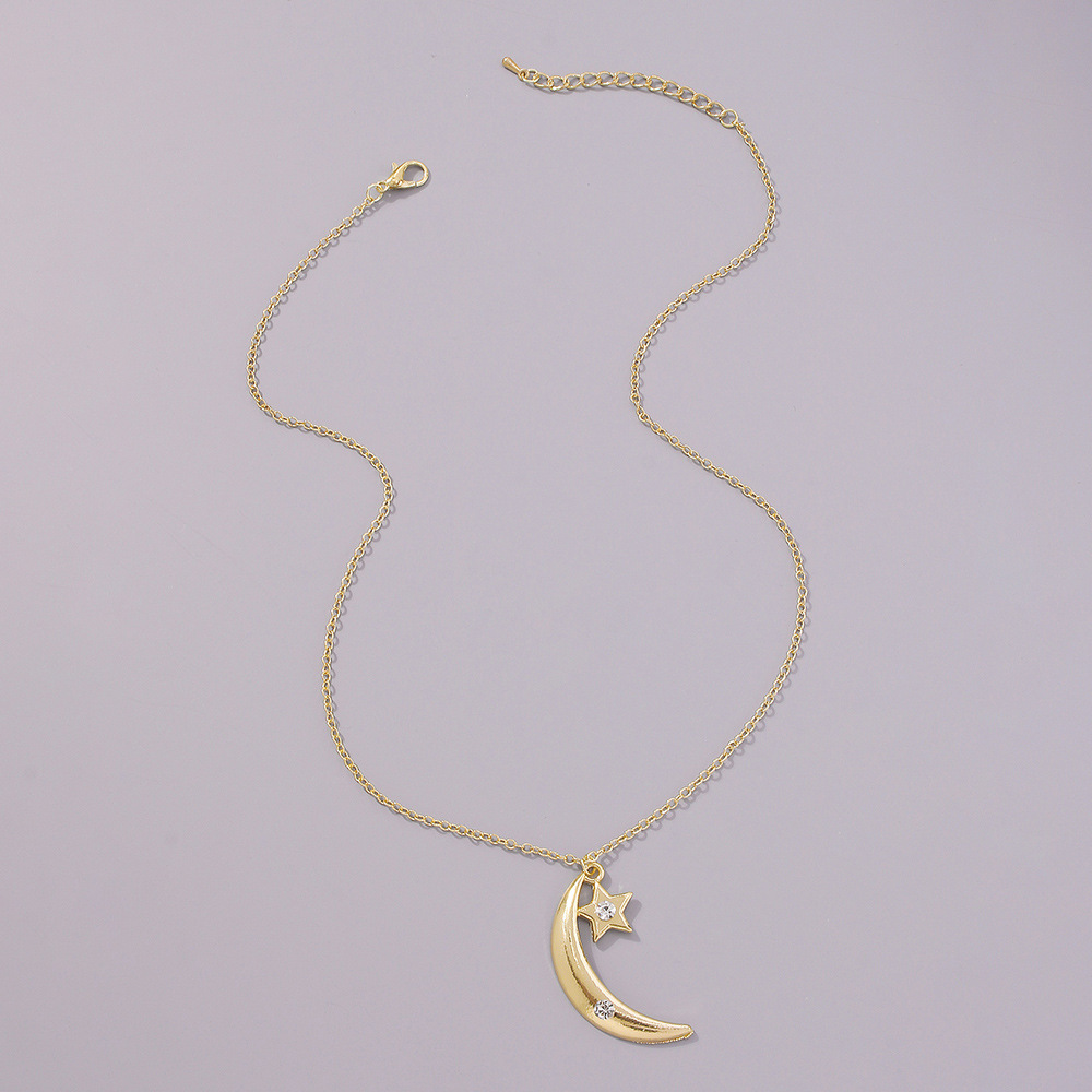 Fashion alloy microinlaid moon star necklacepicture7