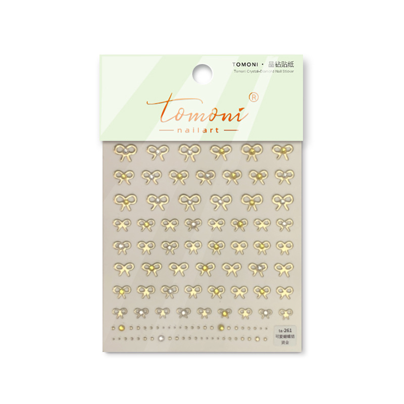 Tomoni marca tata cooperación cristal diamante uñas pegatinas japonés lindo uñas pegatinas uñas arco TA256