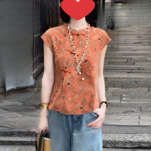 跨境新中式国风衬衫女2025夏季新款洋气复古盘扣上衣斜襟显瘦小衫