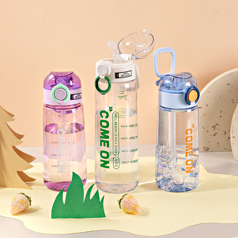 6103 grande 800ml deportes al aire libre botella de agua al por mayor igual que 24 nuevo plástico estudiante paja taza de agua