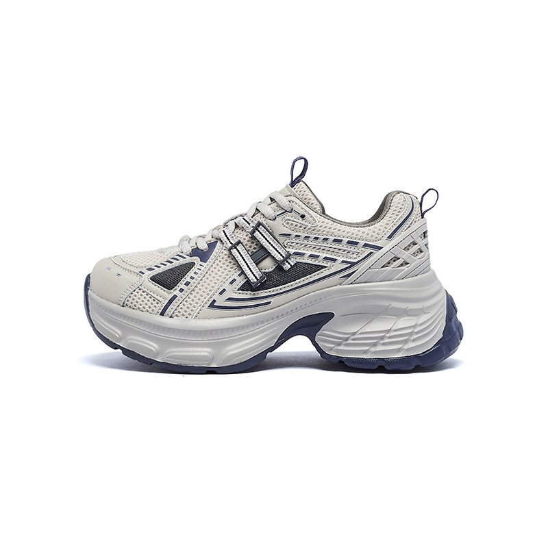 Zapatos de papá de fondo grueso de Augu Shi Deng 2026 primavera nuevas zapatillas deportivas grises zapatos de correr casuales pequeños