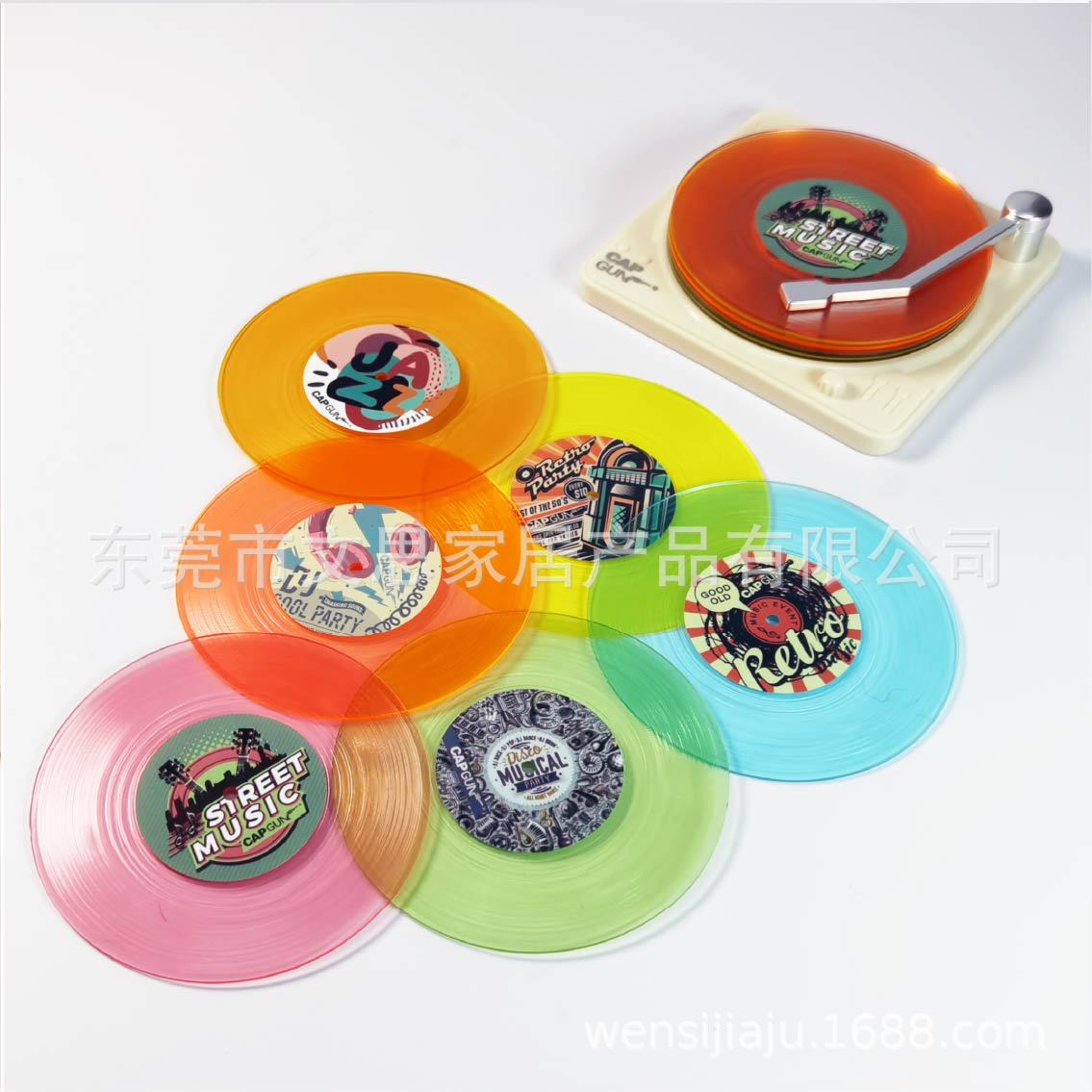 Cojín de disco de vinilo retro Cojín de plato de pastel de dim sum de tamaño mediano, aislamiento térmico, antideslizante, fabricante de posavasos de café y té nfc